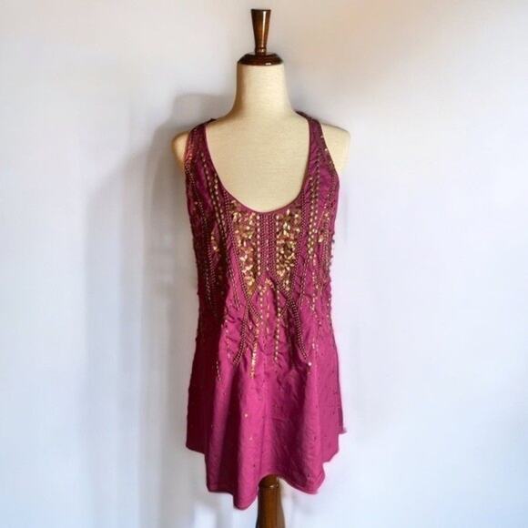 Free People Ella Embellished Slip Dress NWOT Like New Purple Sequin Embroidered - Picture 4 of 11